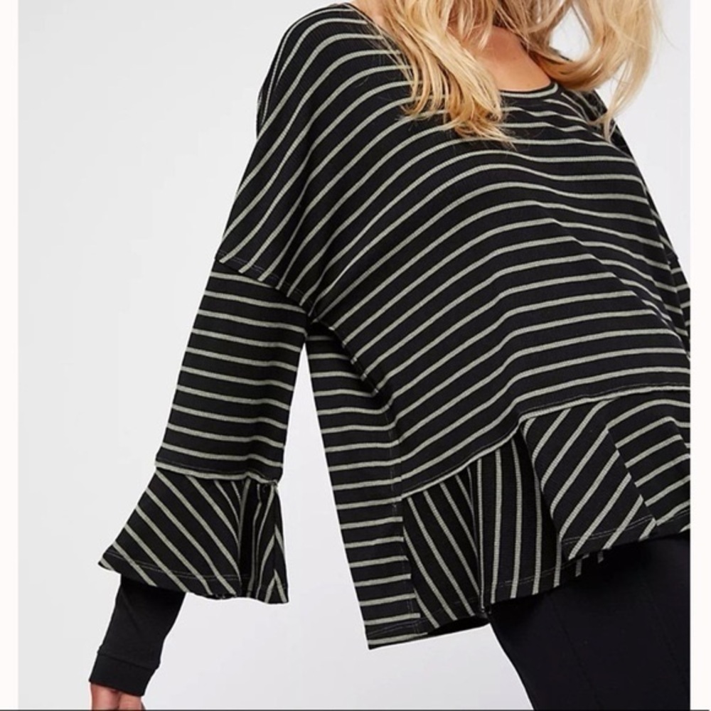 We The Free Black and Green Striped long sleeve